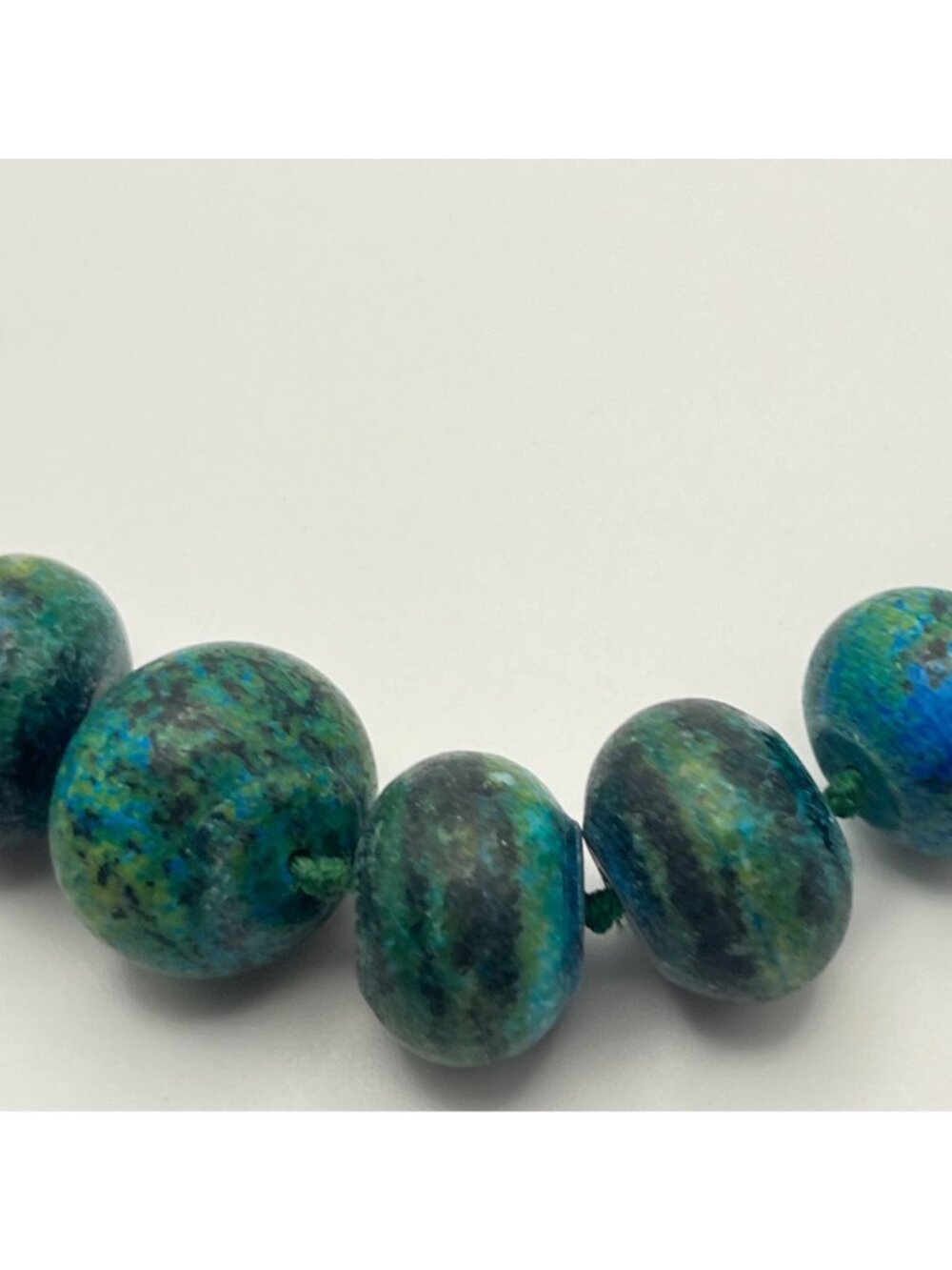 Natural Chrysocolla Graduated Bead Necklace 20" Knotted 128g Statement - Picture 11 of 15